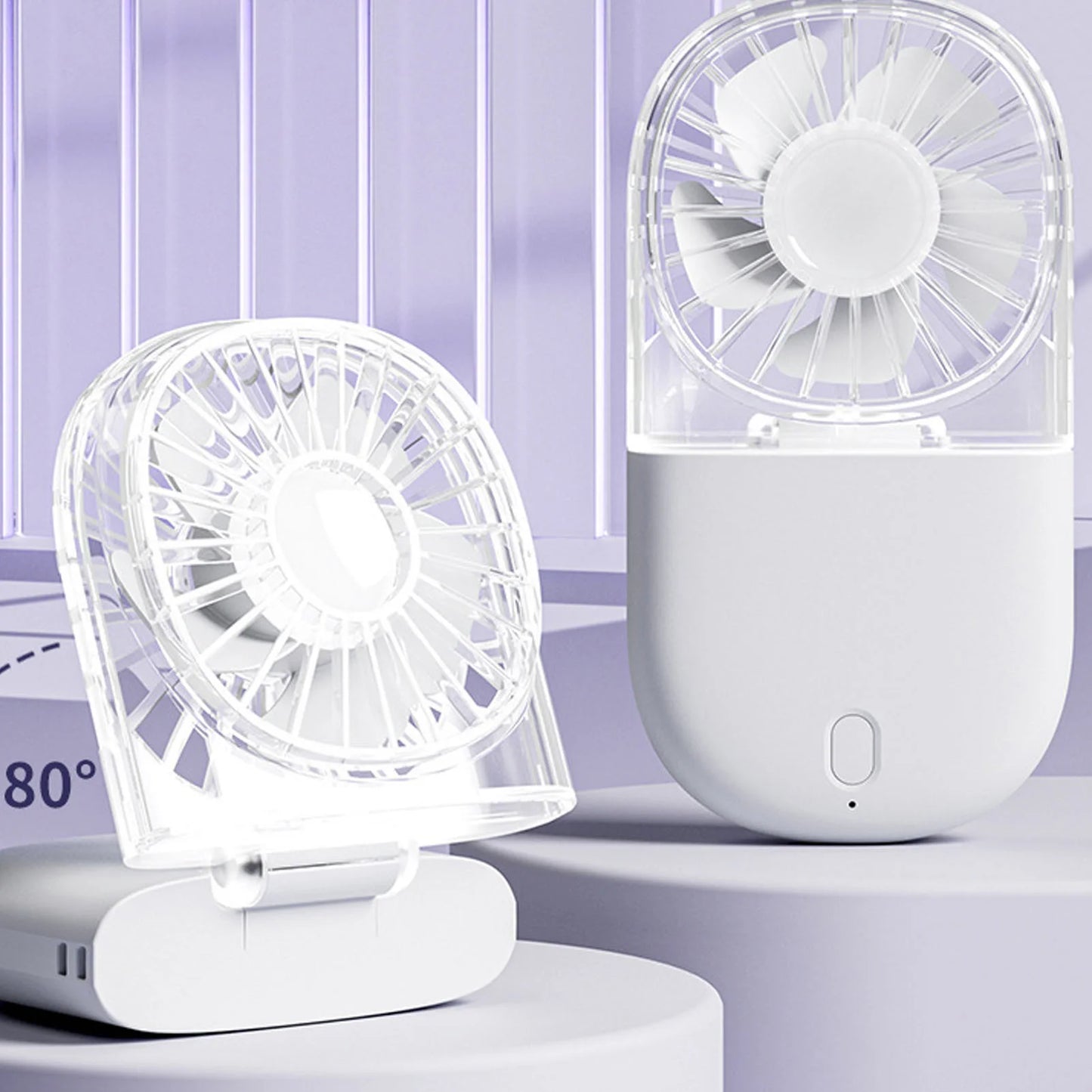 Portable Handheld Fan Mini Desk Foldable Necklace USB Rechargeable  Fan Transparent Portable Handheld Necklace Fan