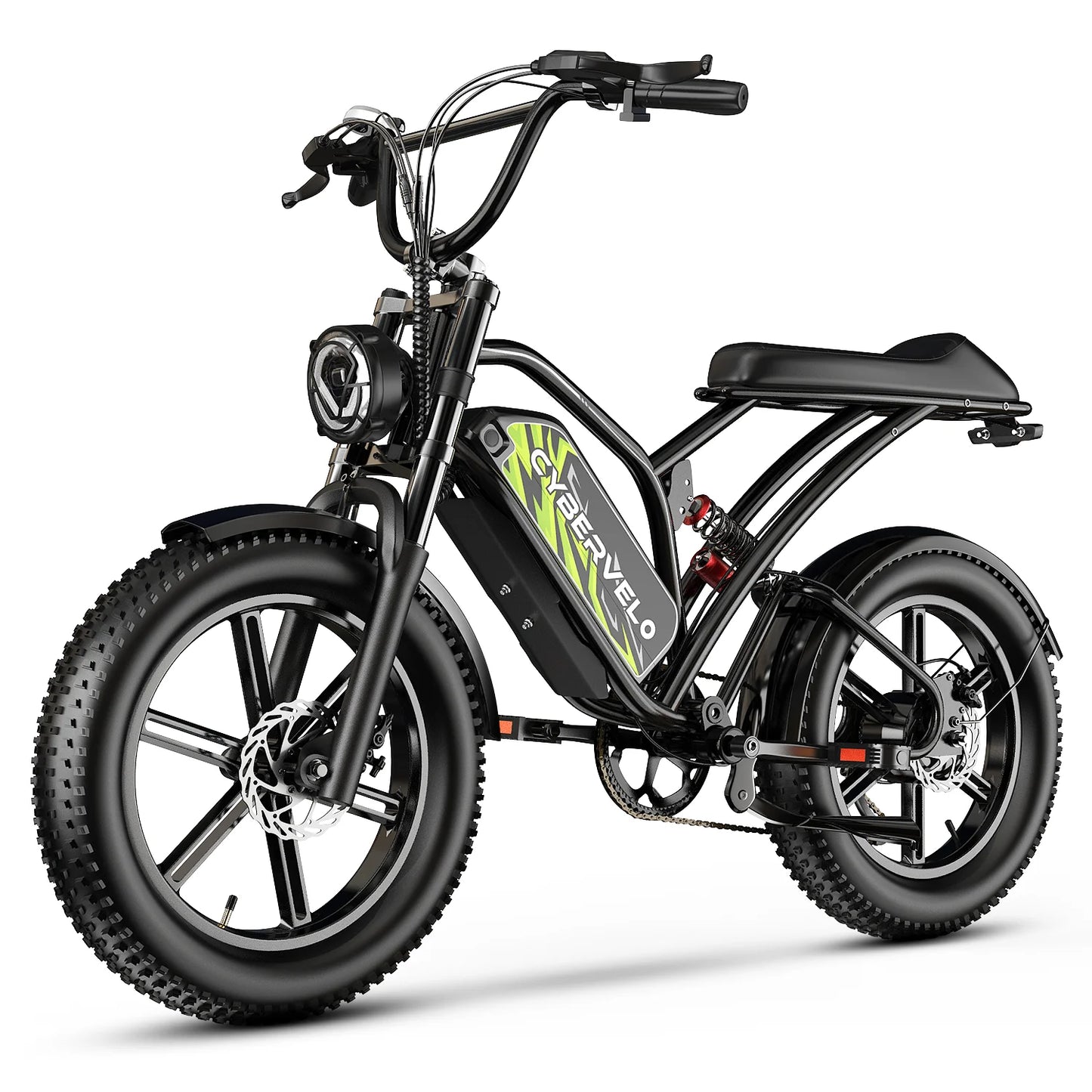 1000W Peak 20" Fat Tire All-Terrain Electric Bike, 48V Removable Battery, 80Miles+ Range Adult E-Motorcycle Cybervelo EK11