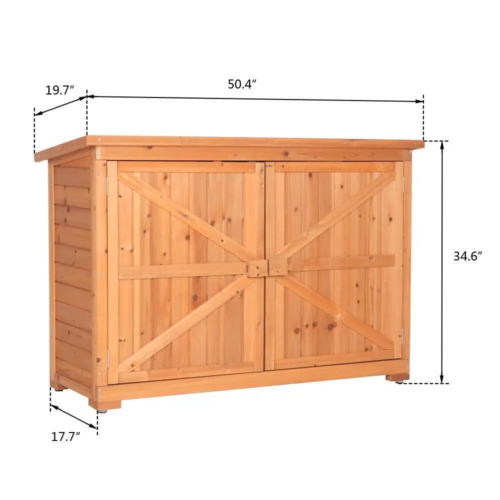 Double Doors Outdoor Live Wooden Garden Shed Wood Storage Cabinet with Lockers