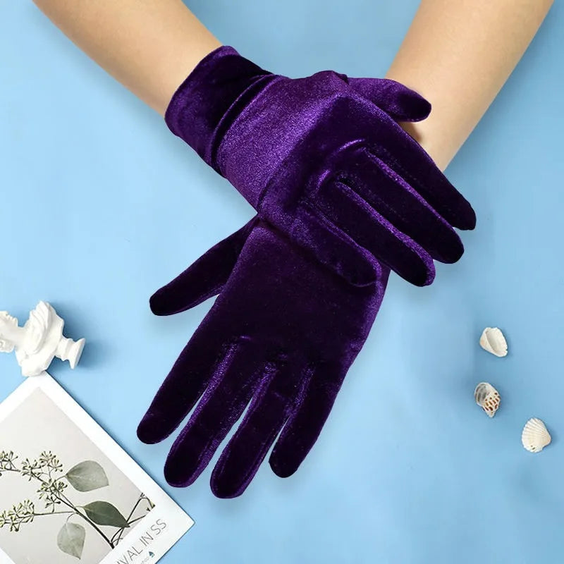 Autumn Winter Warm Velvet Gloves Solid Color Driving Goves Fashion Etiquette Mittens Quality Elastic Outdoor Velvet Gloves