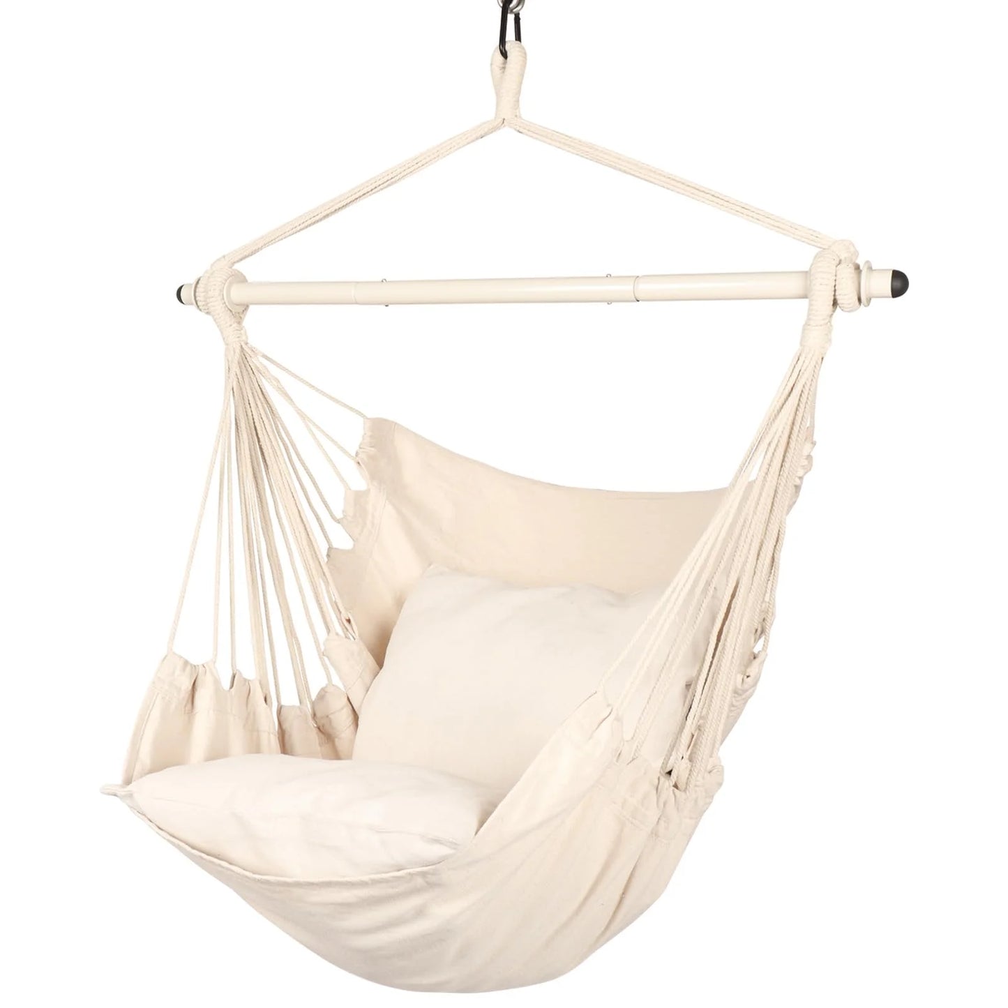 Hanging Swing Chair for Indoor & Outdoor All Weather Use, Premium Soft Cozy Fabric Hammock Chair, Comfort Hanging Seat for Garden Patio Balcony Bedroom