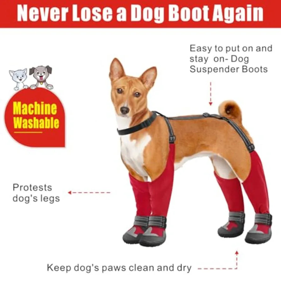 Adjustable Waterproof Dog Suspender Boots Anti Slip Design