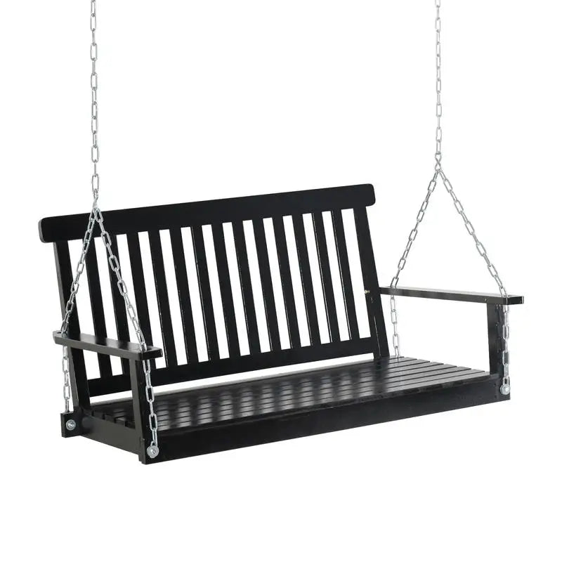 Sturdy Fir Wood Porch Swing With Chains For Garden Use
