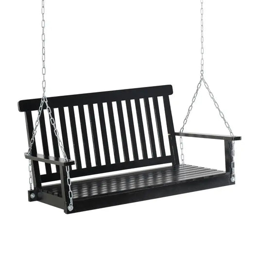 Sturdy Fir Wood Porch Swing With Chains For Garden Use