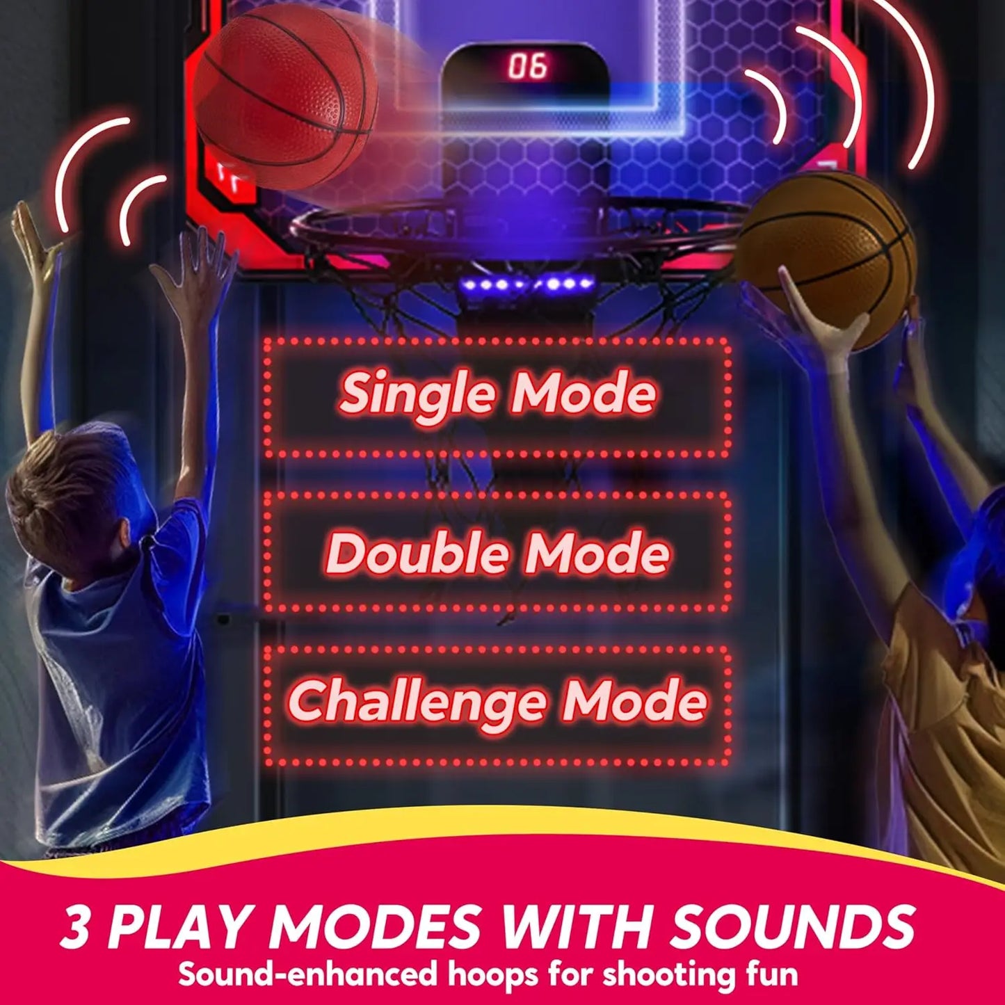 Joyfy Mini Indoor Basketball Hoop With Light Up Scoreboard