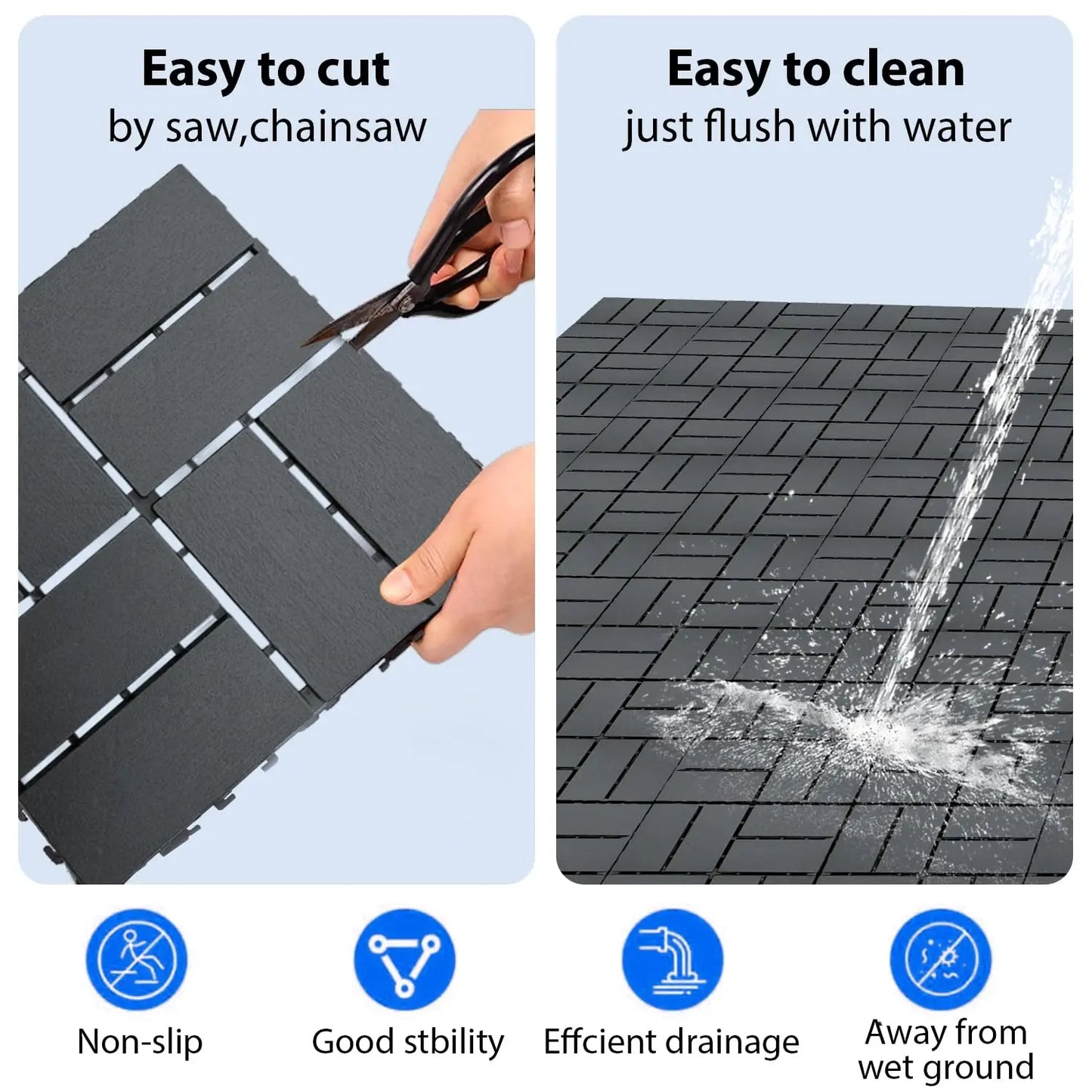 Interlocking Plastic Floor Tiles 44 Piece Pack For Garden Patio Walkway