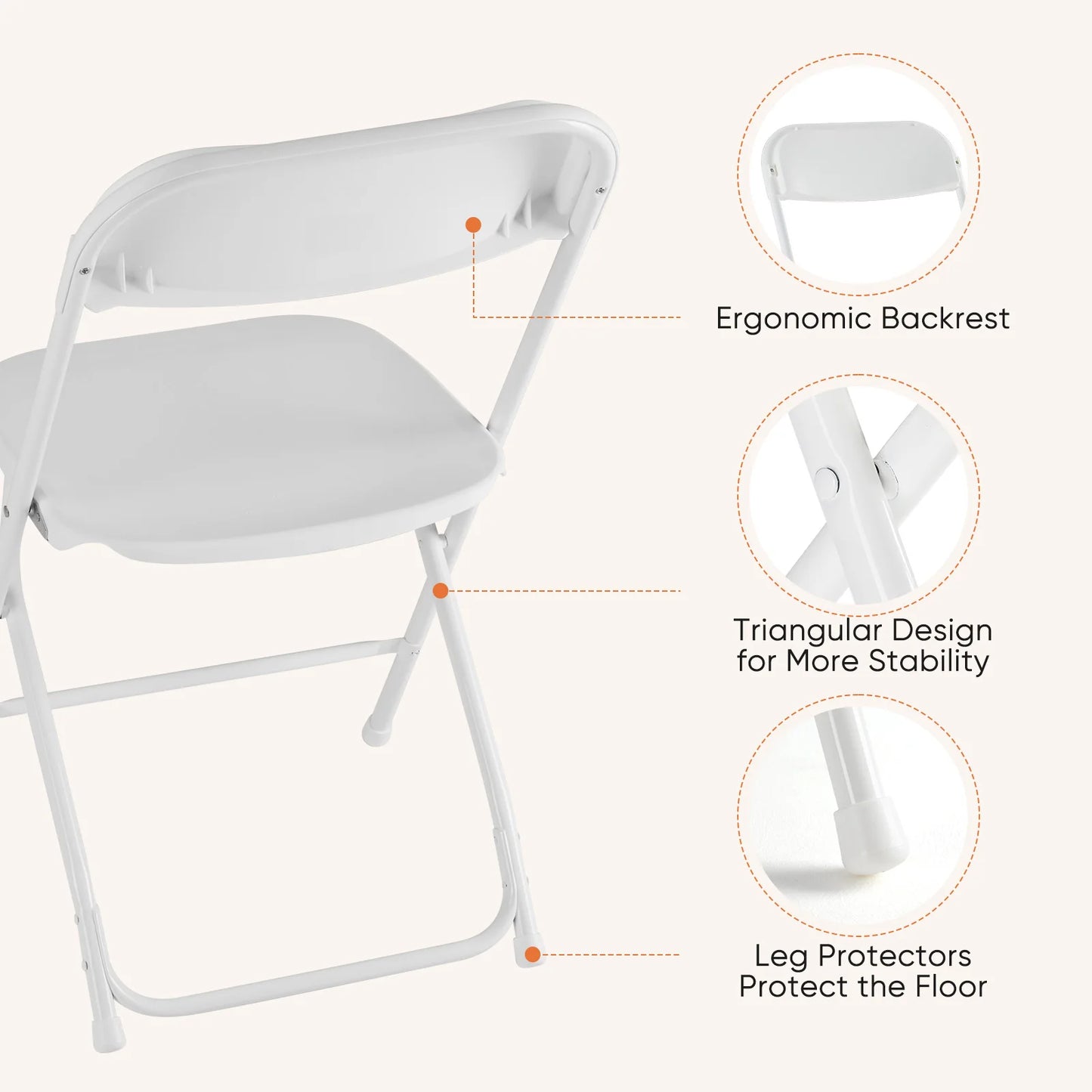 MCQ Foldable Office Chair 4/6 Pack Ergonomic Metal Frame Soft Cushion Lumbar Support Heavy Capacity 330LB For Home Office﻿