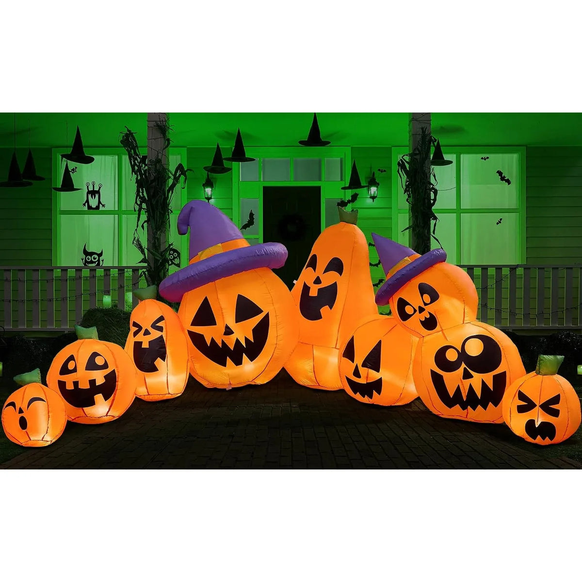 Halloween Inflatable Pumpkin With Witch Hat And LED Lights