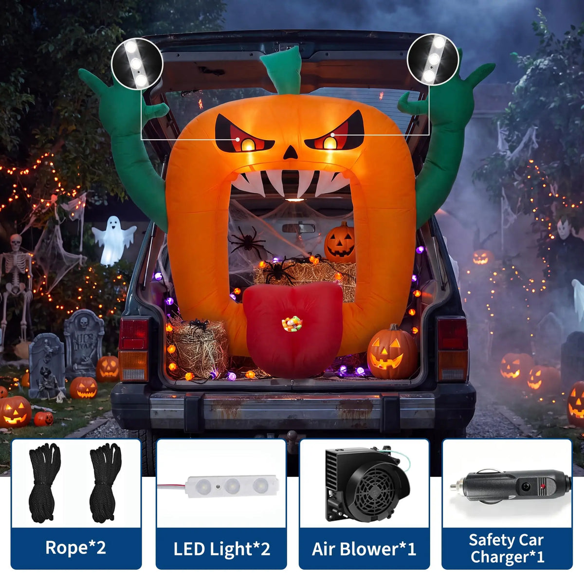 Gaomon Halloween Inflatable Pumpkin With LED Lights Outdoor Yard Decoration