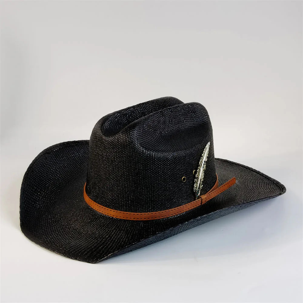 White Straw Cowboy Hat Summer Sun Protection Men Woman Summer Hat Casual Outdoor Sunshade Beach Straw Hat Fashion Cowboy chapéu