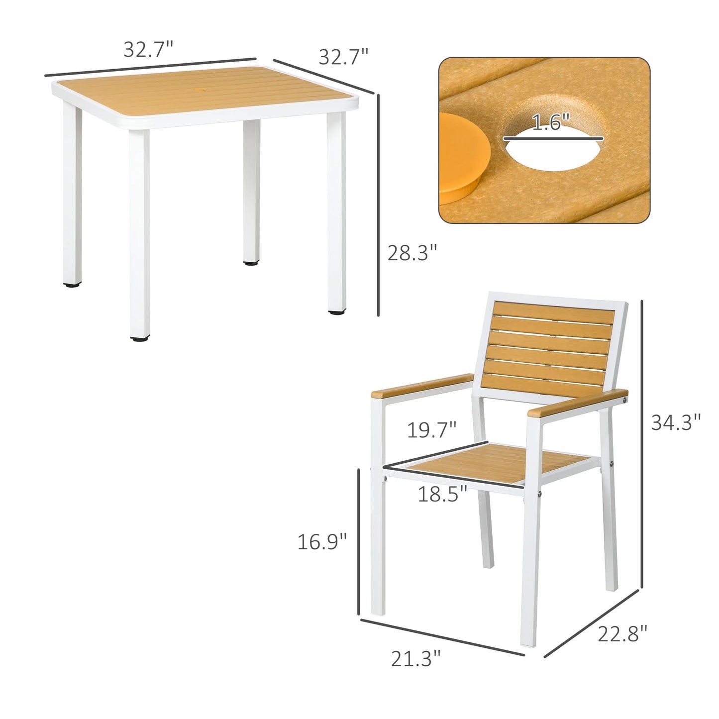 Outdoor Table And Chairs Patio Dining Set With Umbrella Hole
