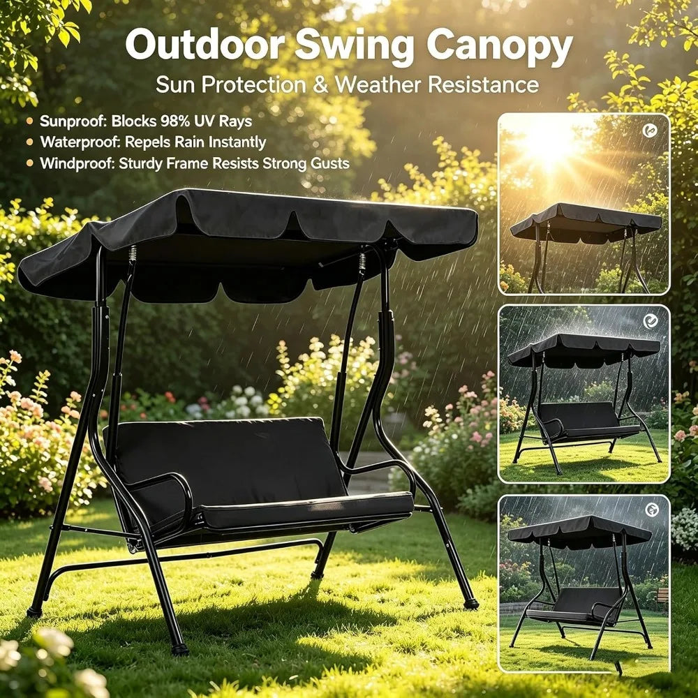 Waterproof UV-protective Swing Canopy Replacement for Outdoor Patio