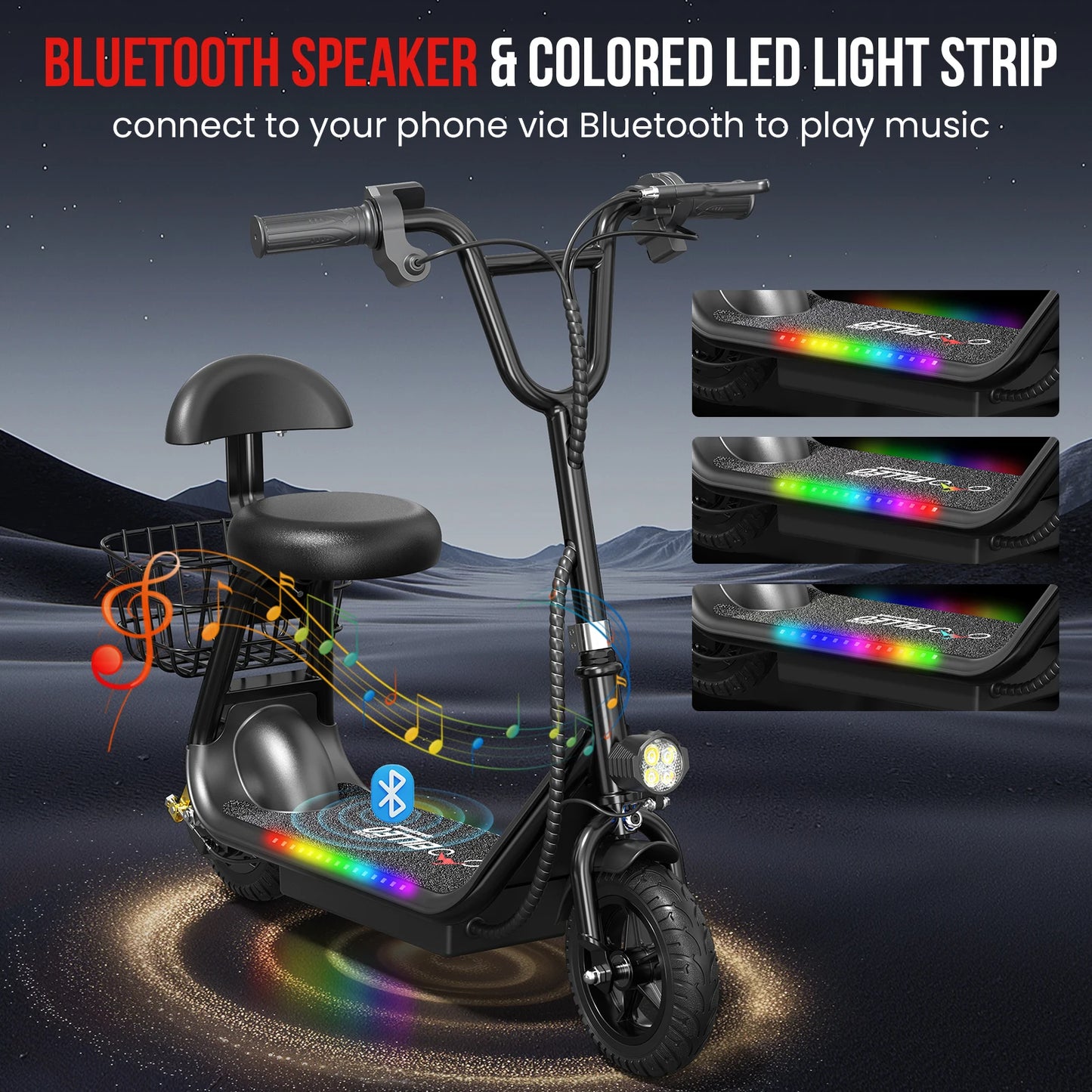 Spacewlak Kids Electric Scooter,Peak 250W Motor,8" Pneumatic Tires,Kids Foldable Electric Scooter with Basket & Adjustable Seat