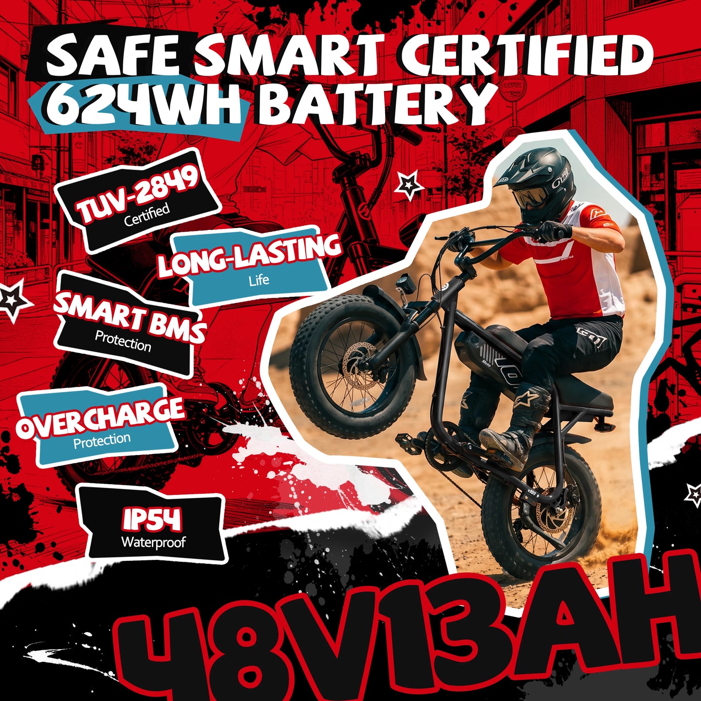 ESKUTE V101 Electric Dirt Bike,16"x4.0 Fat Tire Ebike,1500W Peak,Electric Dirt Bike, 28mph, E bike UL2849, 1 Year Warranty
