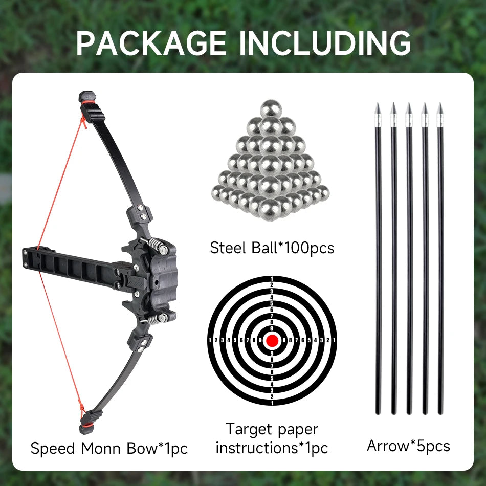 Folding Bow And Steel Ball Combo For Archery Practice