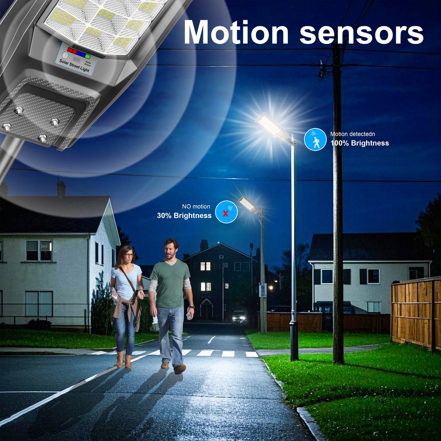 Outdoor Solar Motion Sensor Light With Dusk To Dawn Timer Constant Bright IP65