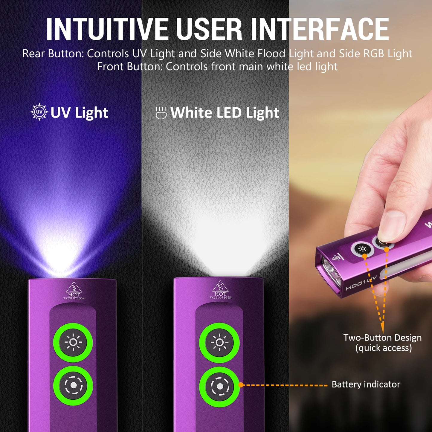Wurkkos HD01 UV Multifunction EDC Flashlight 1200 Lumen 365nm
