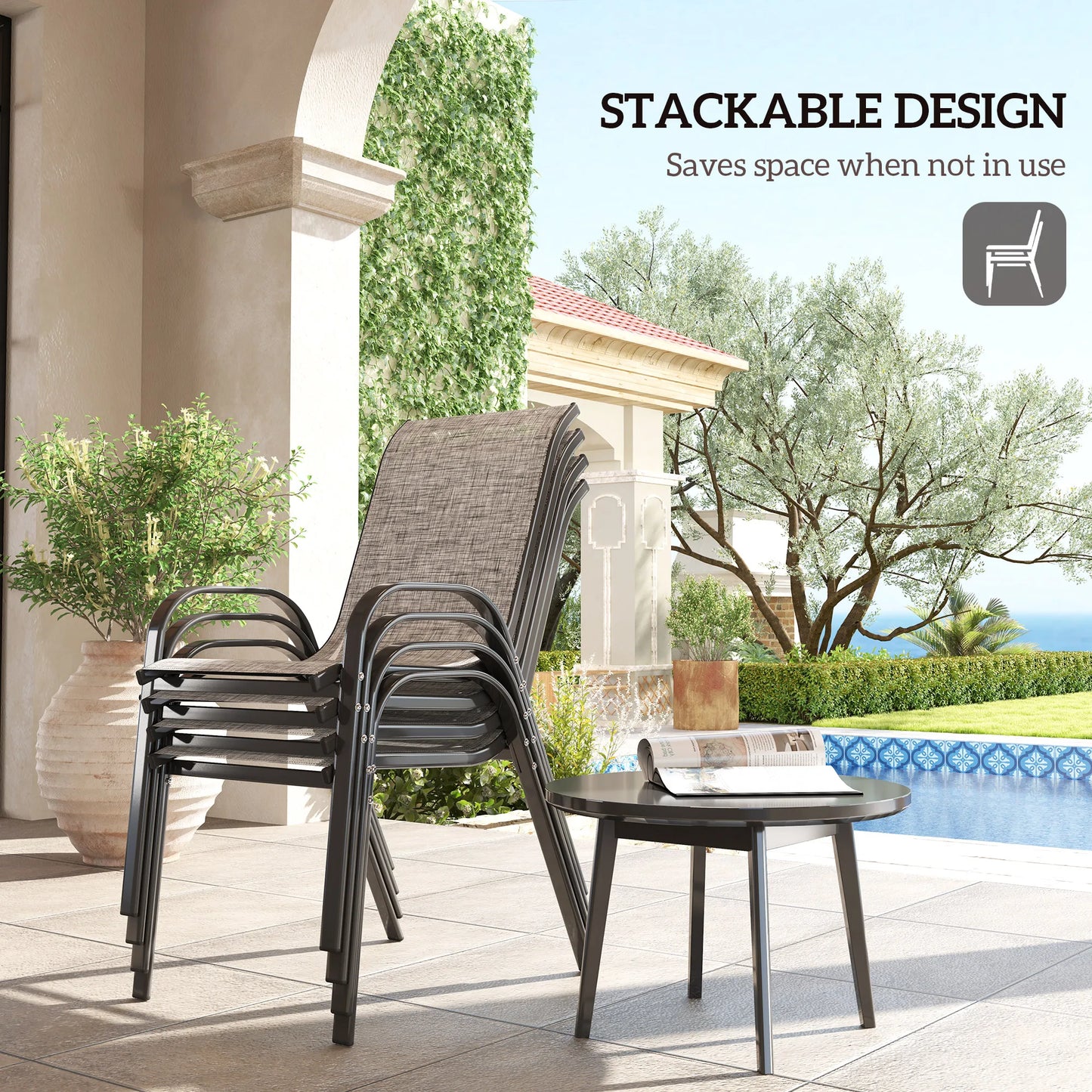 Outsunny Outdoor Stackable Patio Dining Chairs Set