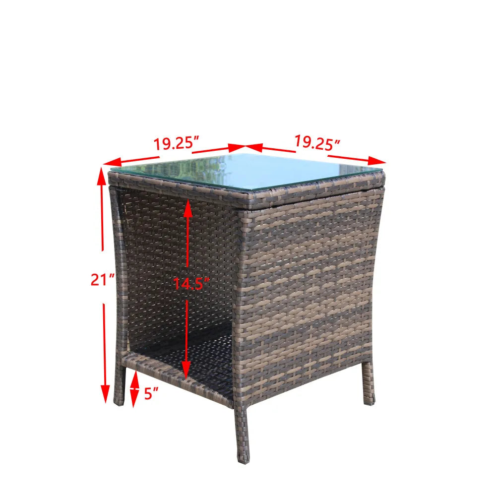 LISM Outdoor Coffee Table In Rattan With Tempered Glass