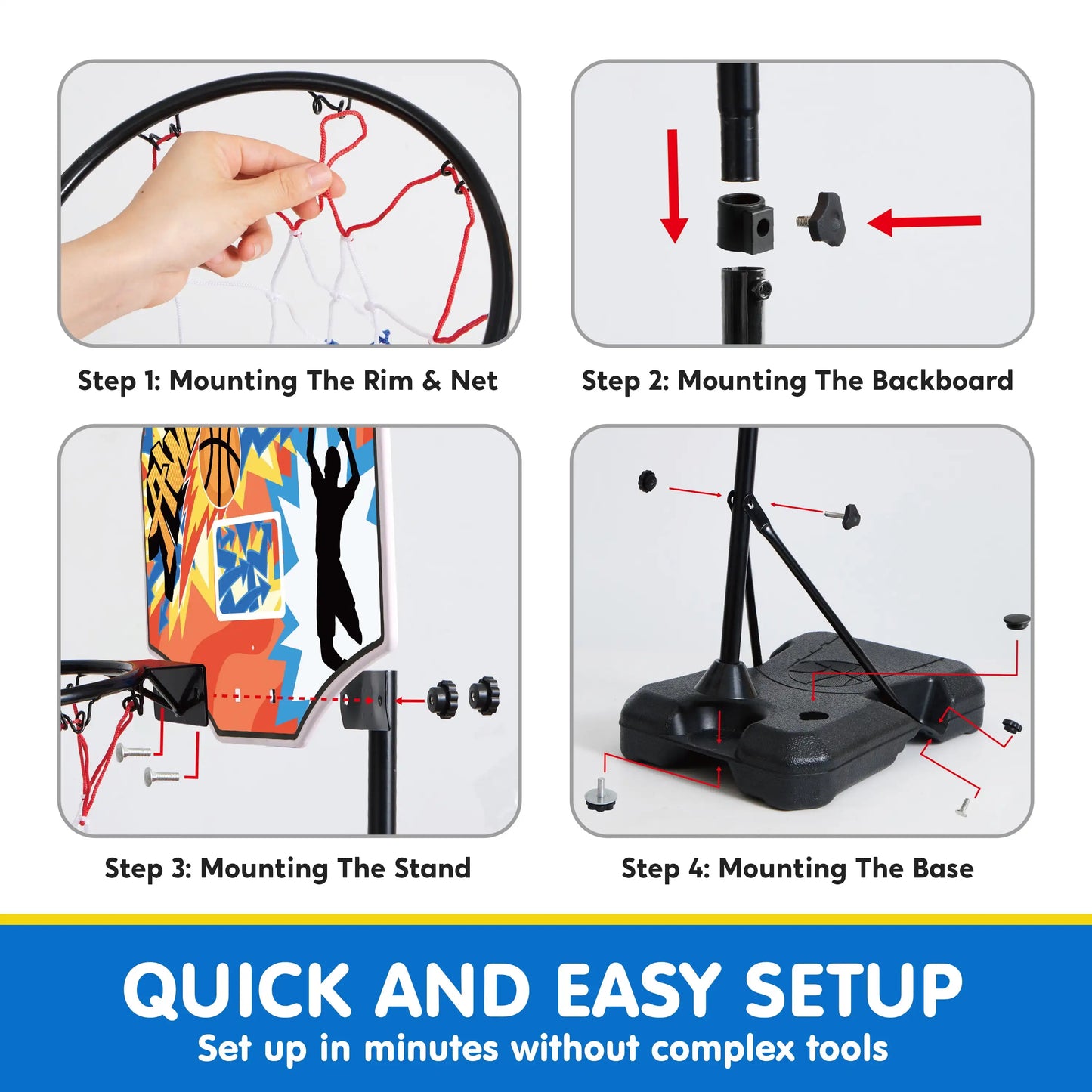 Joyfy Adjustable Kids Basketball Hoop Set For Indoor Outdoor Play
