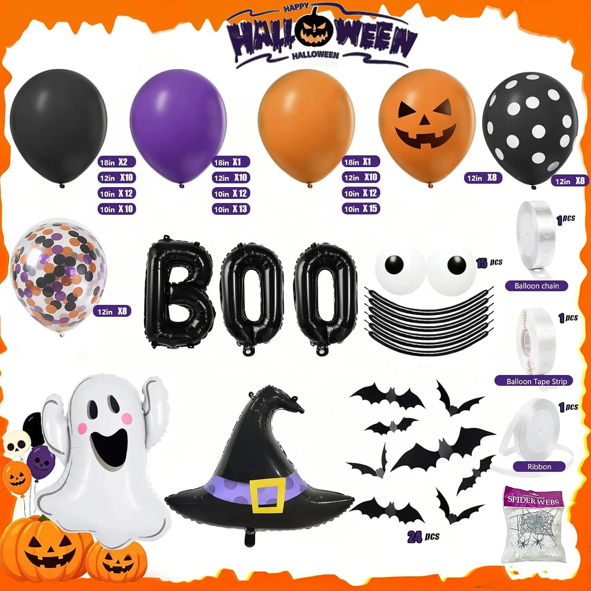 Halloween Balloon Arch Kit for Party Decorations and Festive Events