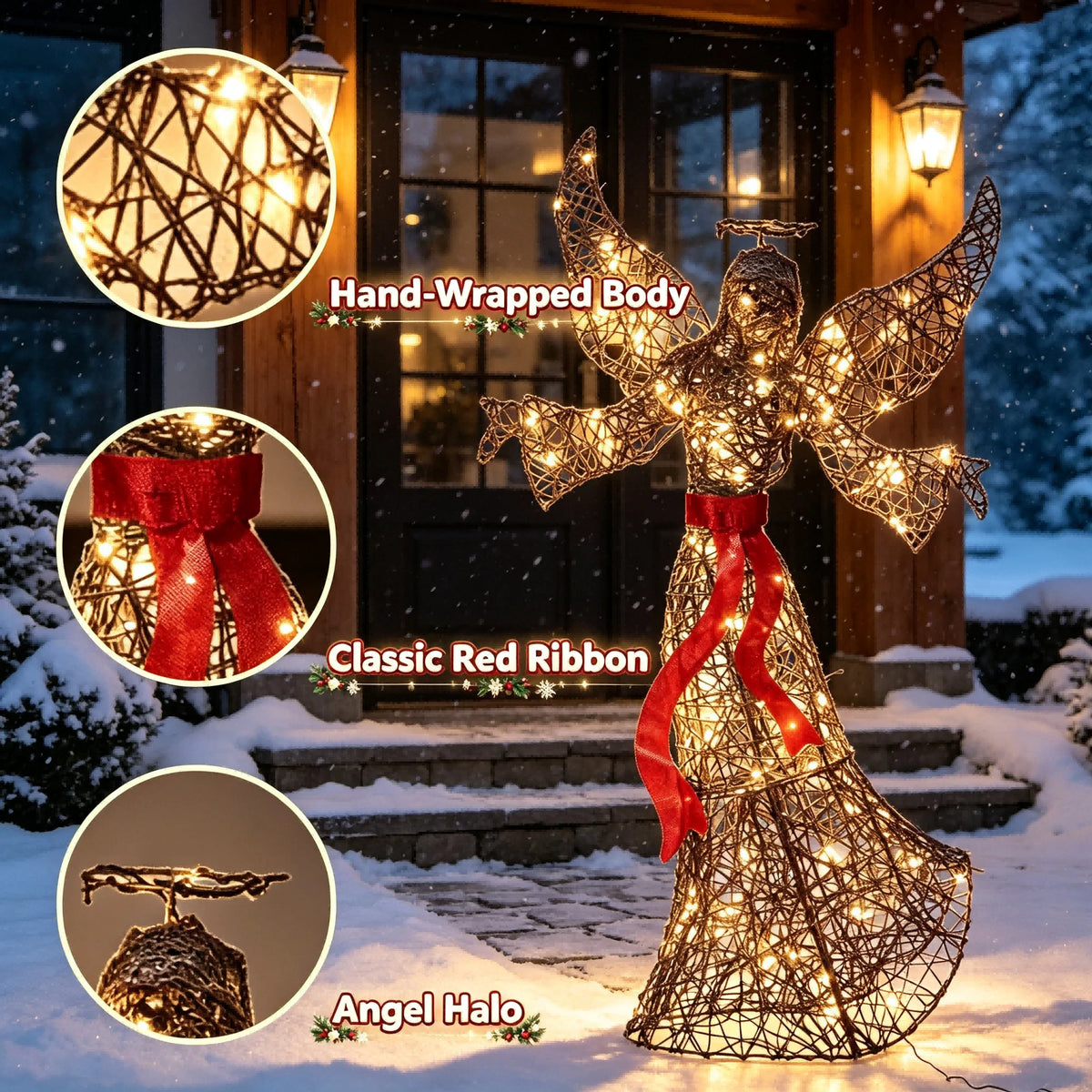 Lighted Angel Christmas Yard Art Metal LED Sculpture
