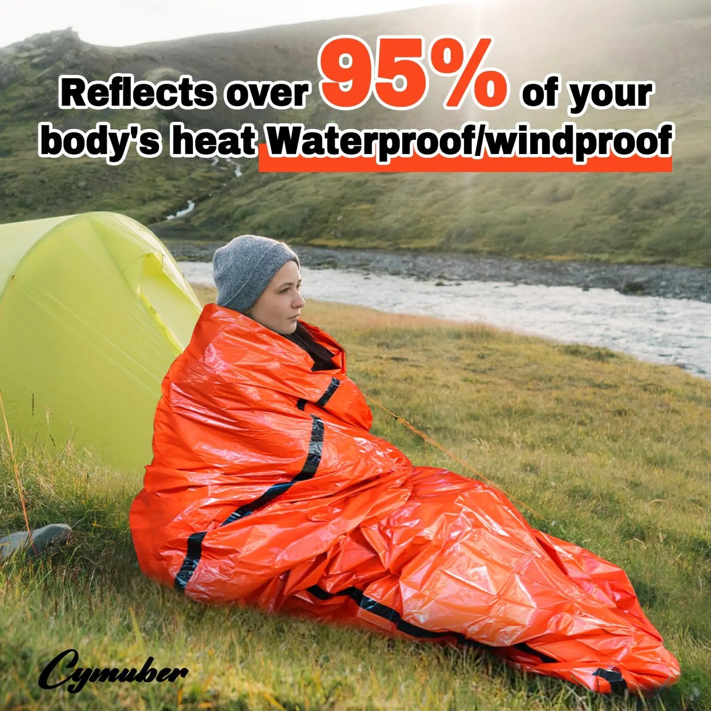 2-Pack Emergency Sleeping Bag | Survival Shelter Bag, Polyethylene Thermal Emergency Blanket, Lightweight Portable Shelter for Camping, Hiking, Outdoor Activities, Backpacking
