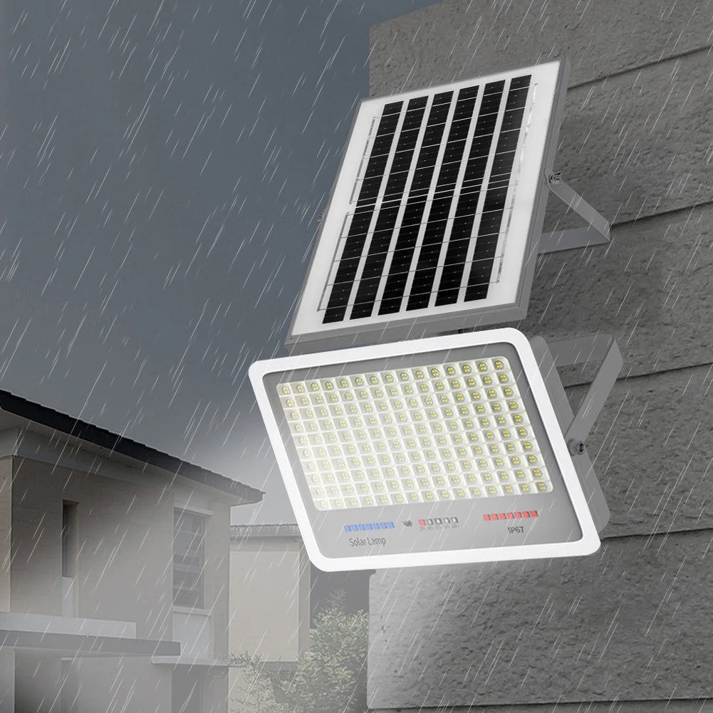 Solar Powered LED Flood Light IP67 Waterproof Spot Lights Multi Modes Outdoor Wall Floodlight Remote Control for Patio Path Yard
