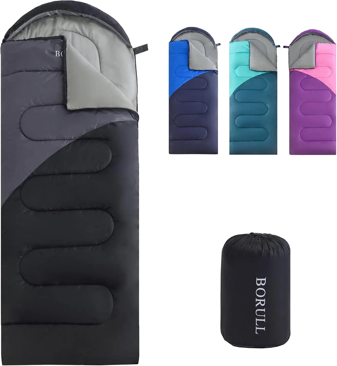 Lightweight Sleeping Bag 3lb, Packs 8"x14", 50-68°F, Machine Washable, Pairs to Double