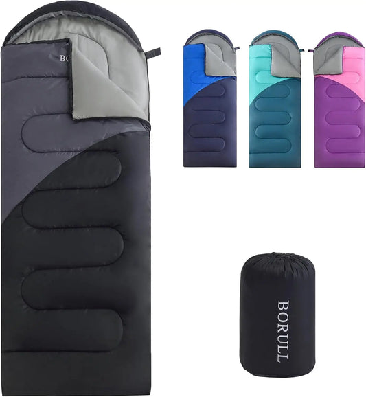 Lightweight Sleeping Bag 3lb, Packs 8"x14", 50-68°F, Machine Washable, Pairs to Double