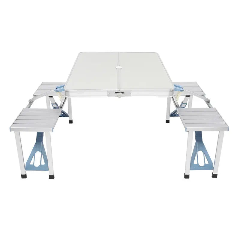 Silver Aluminum Alloy Camping Table and Chair Set, 136*85.5*67cm, 50kg