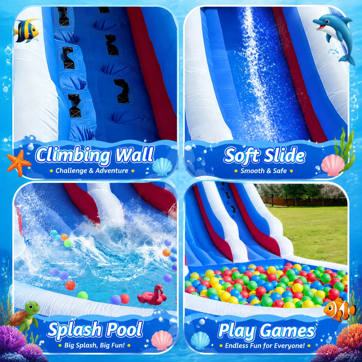 Blue White Red Oxford Water Slide Summer Outdoor Water Toy for Backyard Poolside Fun Games Entertainment