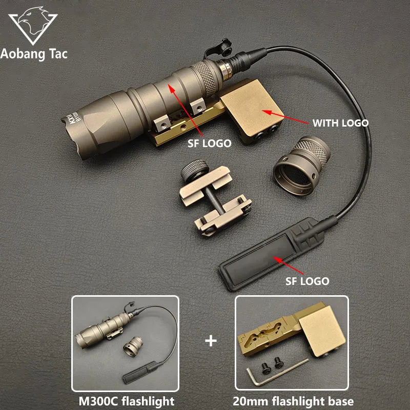 Tactical M300 M60 LED Flashlight for Airsoft with MLOK Mount