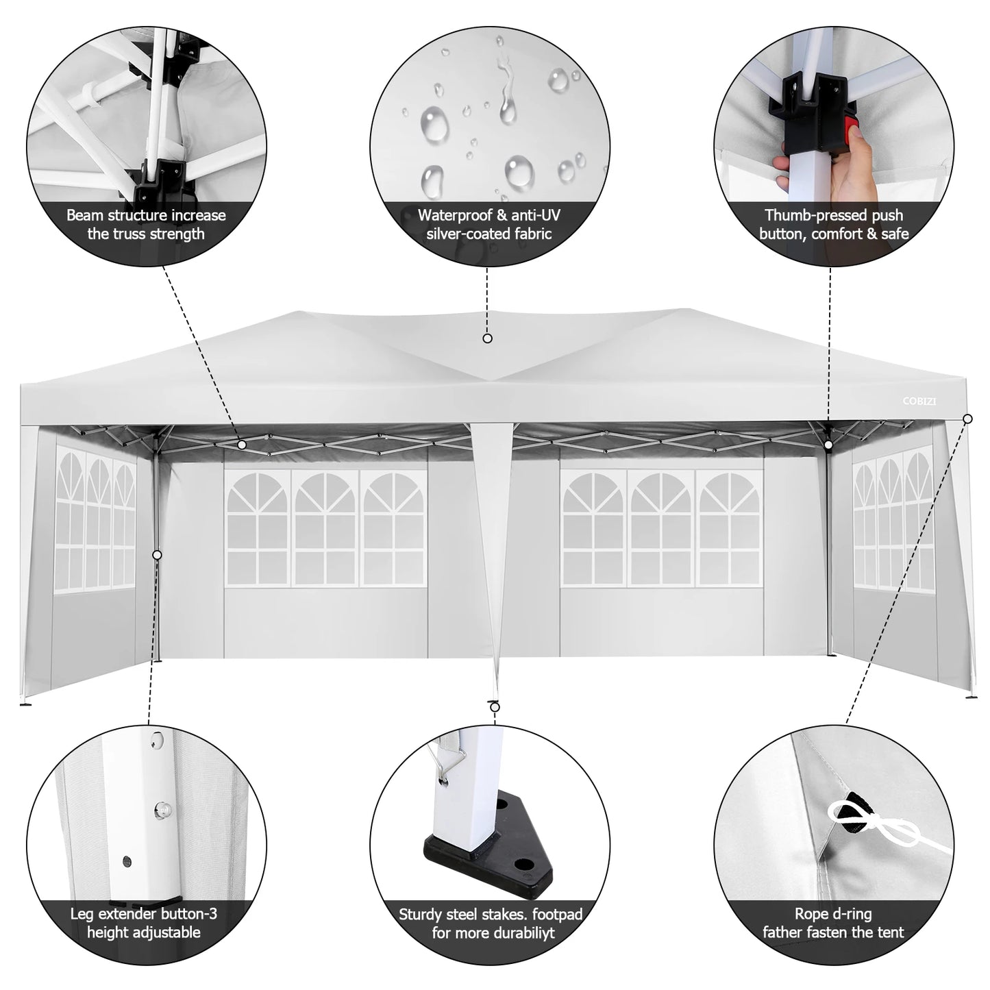 10x20FT Pop Up Canopy Tent with Removable Sidewalls Waterproof Commercial Instant Shelter Outdoor Gazebo Party Tent Protable Canopy Tents for Parties with Carry Bag
