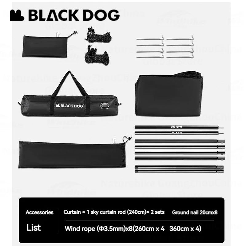 BLACKDOG Sun Shelter Ultralight Black Coating Tarp Waterproof Portable Large Awning Outdoor Picnic Travel Canopy Camping Gear