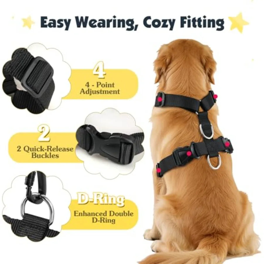 Adjustable Dog Car Harness With Breathable Nylon Seatbelt For Pets