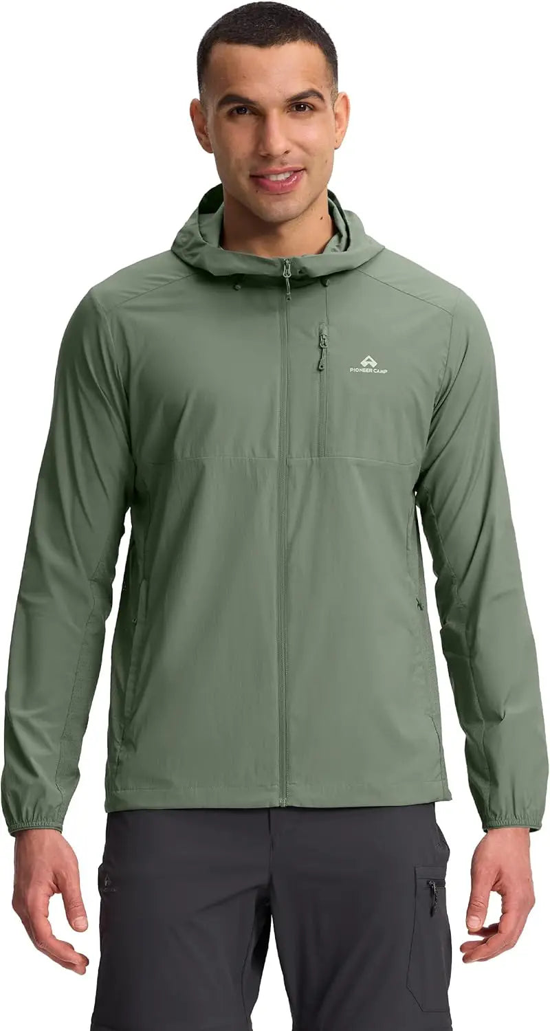 Pioneer Camp Men's UPF 100+ Sun Protection Hoodie Jacket Full Zip Long Sleeve Sun Shirts Lightweight Hiking Fishing Outdoor