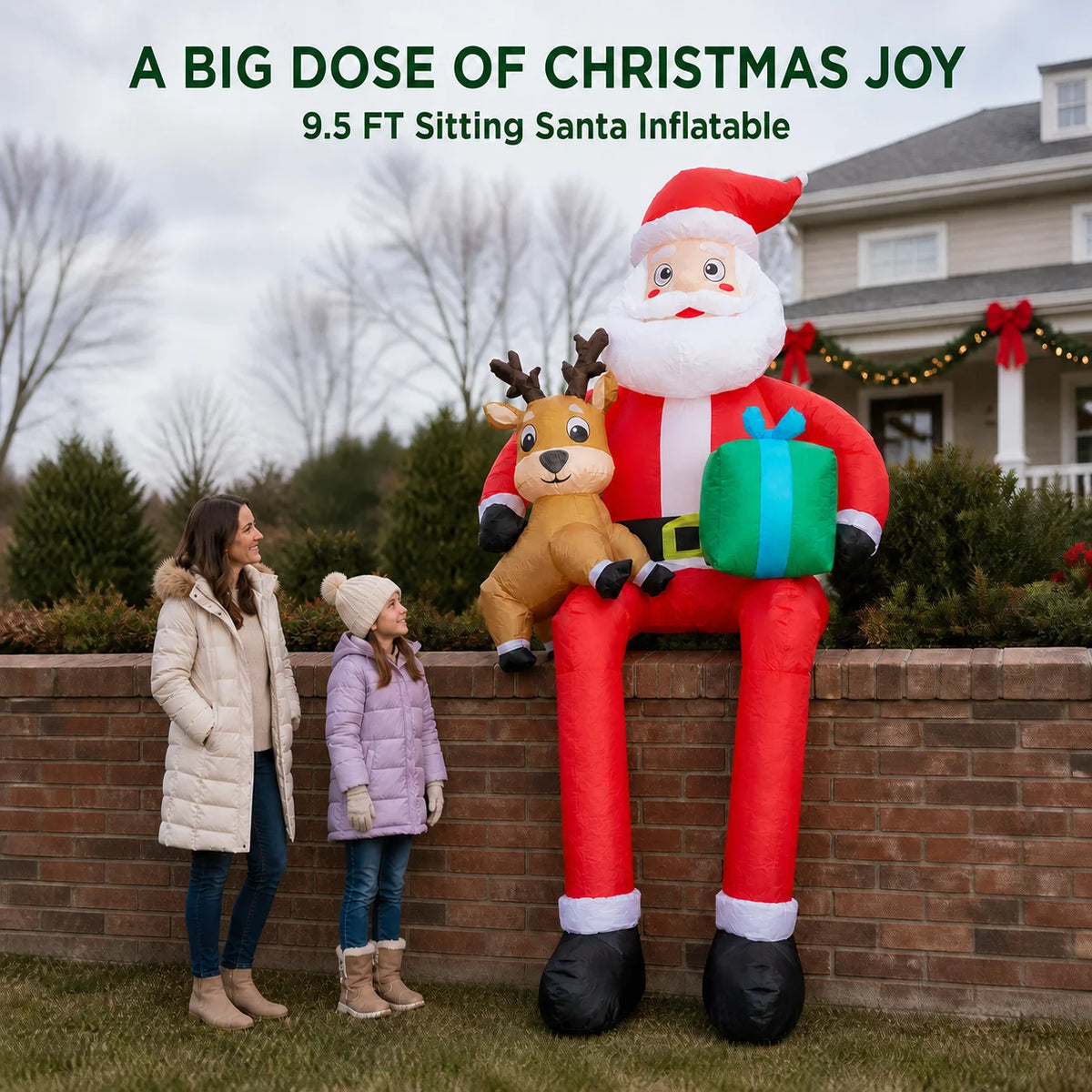 Inflatable Santa Claus Christmas Yard Decoration With LED Lights