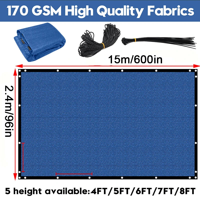 8x50ft Fence Privacy Screen Heavy Duty Windscreen Fence Mesh Fabric Shade Net Cover Garden Wall Backyard Yard Pool