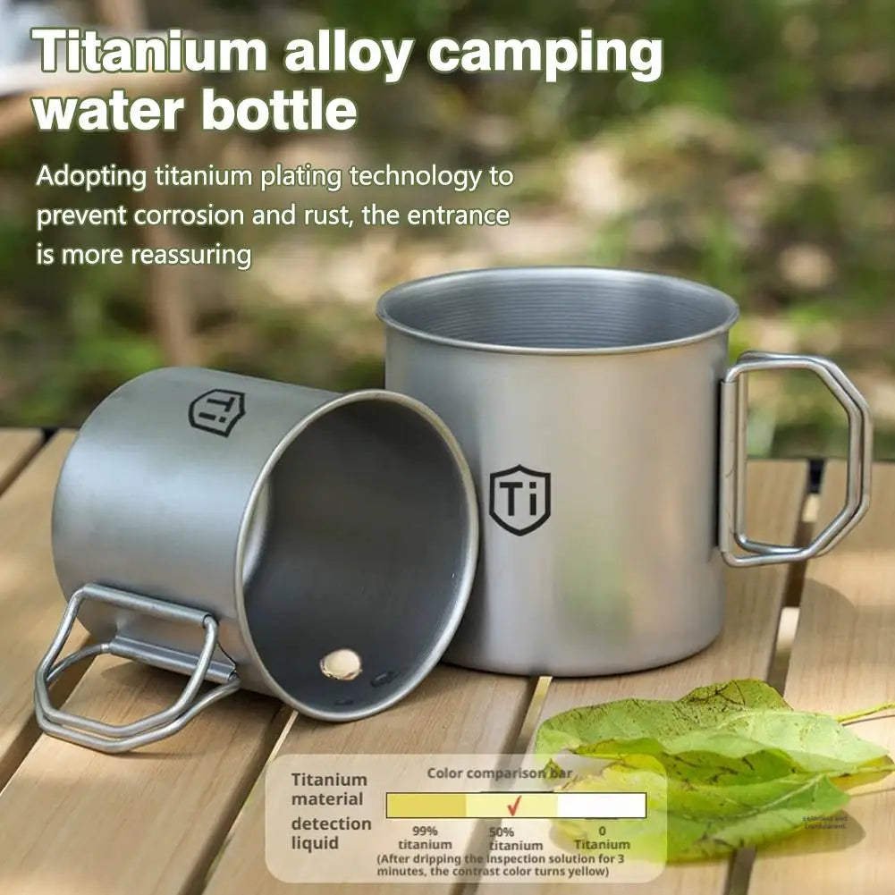 Stainless Steel Camping Mug with Folding Handle & Carabiner, Portable Outdoor Coffee Cup for Hiking Backpacking Picnic 1Pc