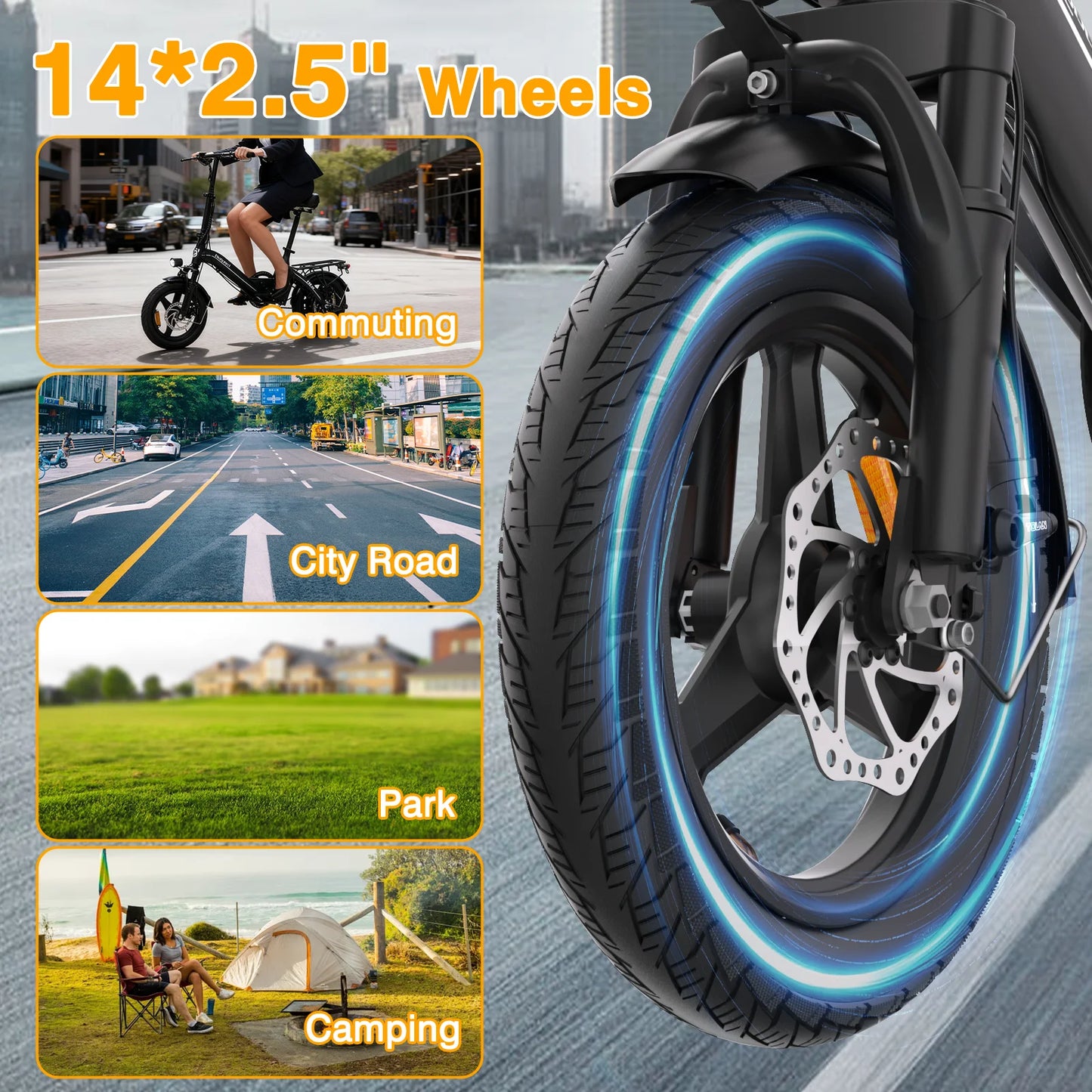 Folding Electric Bike 400W UL Certified, 36V 13Ah, 30 Mile Range, Compact Fold,Dual Disc Brakes, US Stock E bike Bodywel T16pro