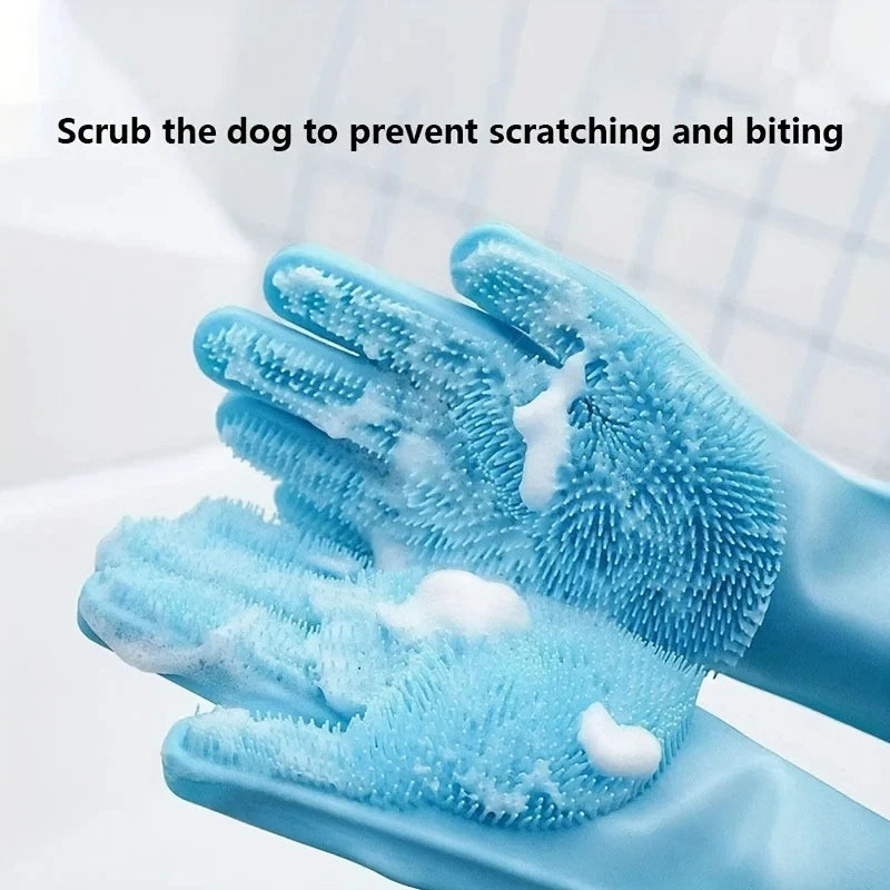 Silicone Pet Grooming Cleaning Gloves For Dogs And Cats