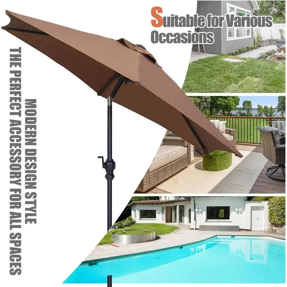 7.5ft Durable Crank Lift Patio Umbrella for Outdoor Lawn, Garden, and Pool Areas