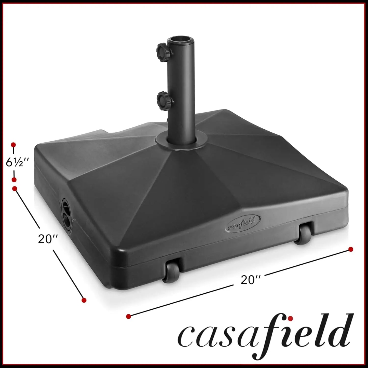 100 lbs Fillable Patio Umbrella Base with Wheels – Heavy Duty Weighted Stand for 10 FT Umbrellas, Black