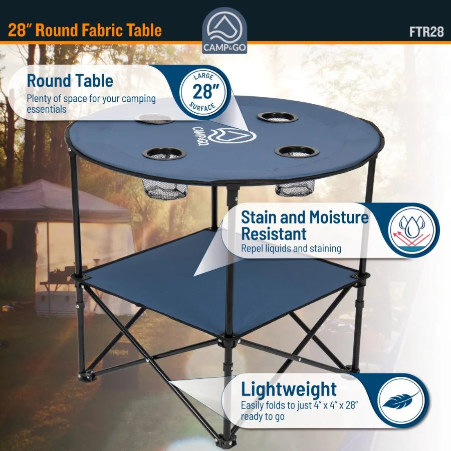 2 x 2 x 2 ft Green Fabric 28" Diameter Round Portable Table