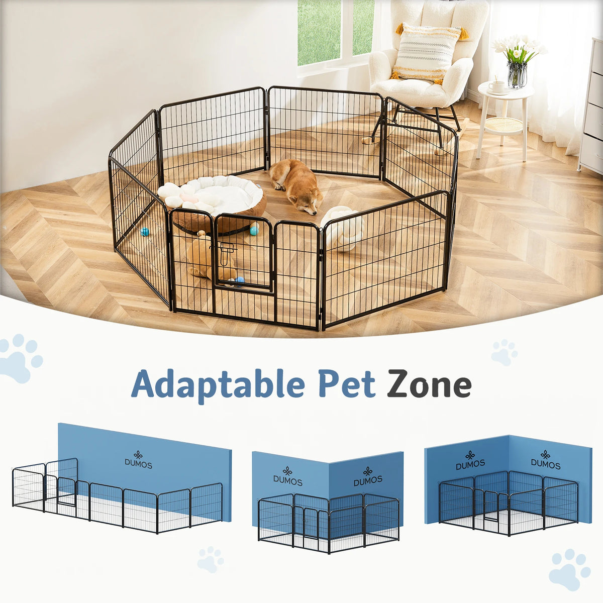 JHK Metal Dog Playpen Foldable Pet Exercise Fence For Yard