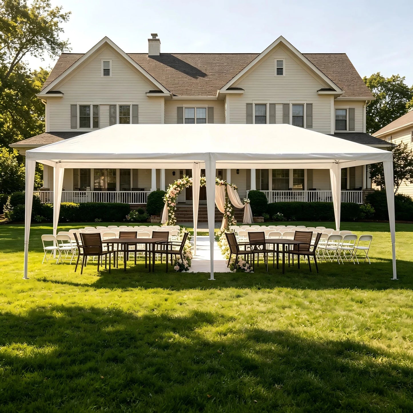 10x20/10x30 Party Tent Outdoor Wedding Canopy, Heavy Duty PE Top Gazebo Shelter For BBQ Backyard Patio Events, No Sidewalls