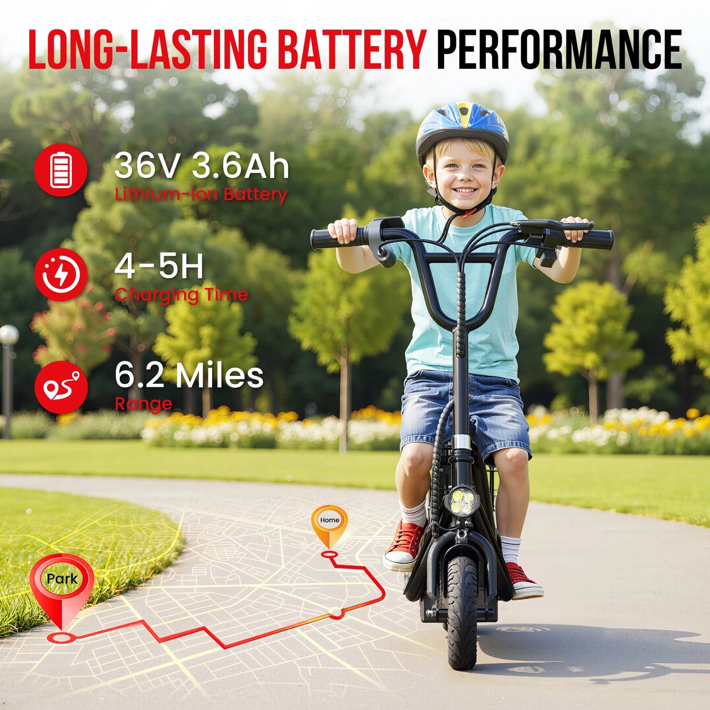 Spacewlak Kids Electric Scooter,Peak 250W Motor,8" Pneumatic Tires,Kids Foldable Electric Scooter with Basket & Adjustable Seat