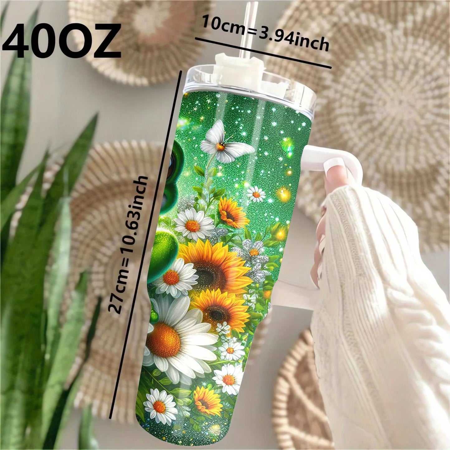 40oz Stainless Steel Insulated Bottle Cup with Straw and Handle - Large Capacity, Vacuum Sealed for Hot and Cold Drinks, Perfect Gift for Moms, Couples, Sisters, Friends - Ideal for Family, Travel, Outdoor Activities