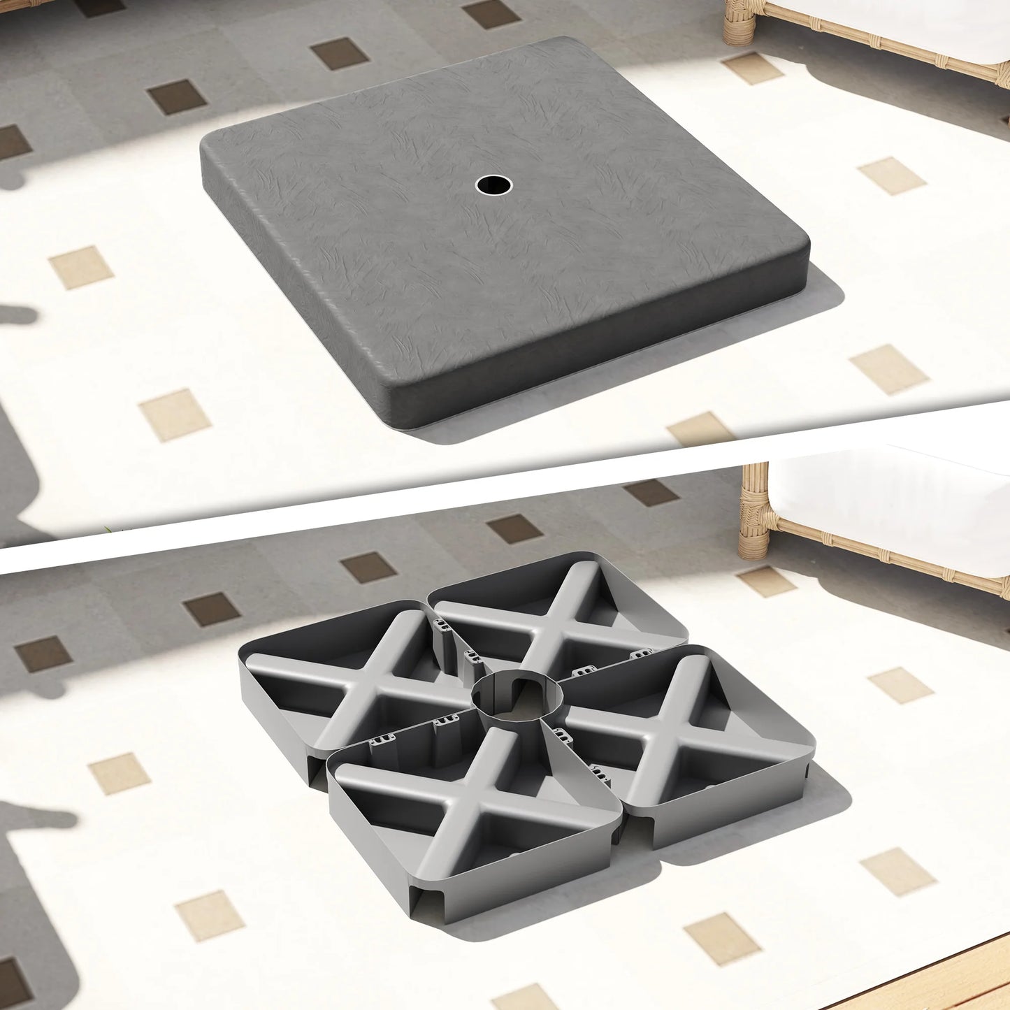 176 Lbs Offset Cantilever Umbrella Base Weight Set with Cover